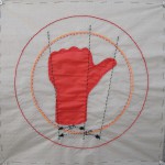 Hand Angles (Gray), 2009, Applique on fabric 15” x 15”